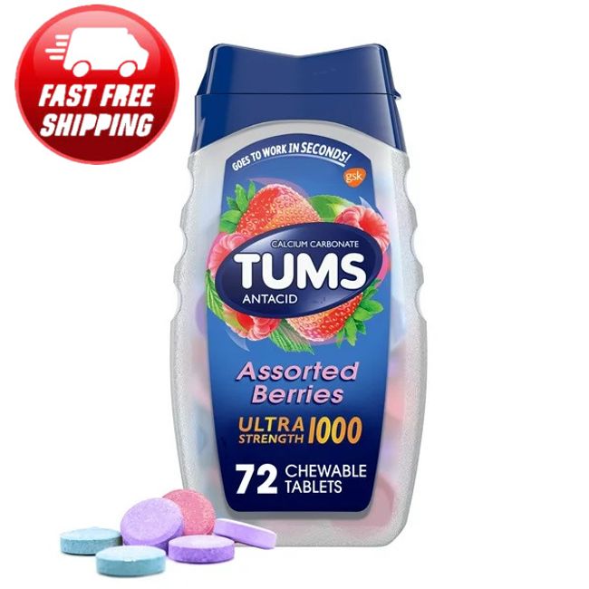 Tums Ultra Strength 1000 Assorted Berries Antacid Tablets, 72 Ct