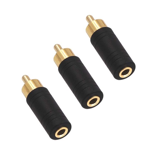 VCE 3 Stück Audio Adapter Cinch Stecker auf 3,5mm Klinke Buchse Mono Chinch auf Klinke 3,5mm Adapter Vergoldet