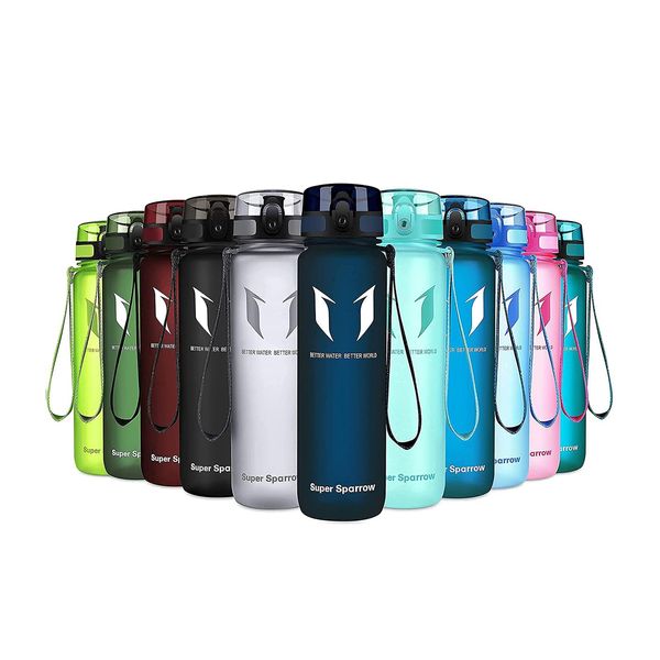 Super Sparrow Sports Water Bottle - 750ml - Non-Toxic BPA Free & Eco-Friendly Tritan Co-Polyester Plastic - For Running, Gym, Yoga, Outdoors and Camping