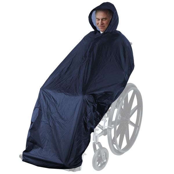 Anyoo Waterproof Wheelchair Poncho Cover Lightweight Rain Poncho Cape Shield with Elastics Provide Dry Protection for Wheelchairs, Dark Blue, One Size