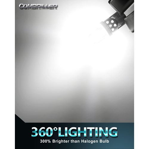 Combriller 194 LED Bulb White, 168 T10 W5W 2825 LED Bulbs with Protective Cover and Hollow-carved Heat Sink Design, Led Replacement Bulbs for Dome Map Door Courtesy Trunk Parking Lights, Pack of 10