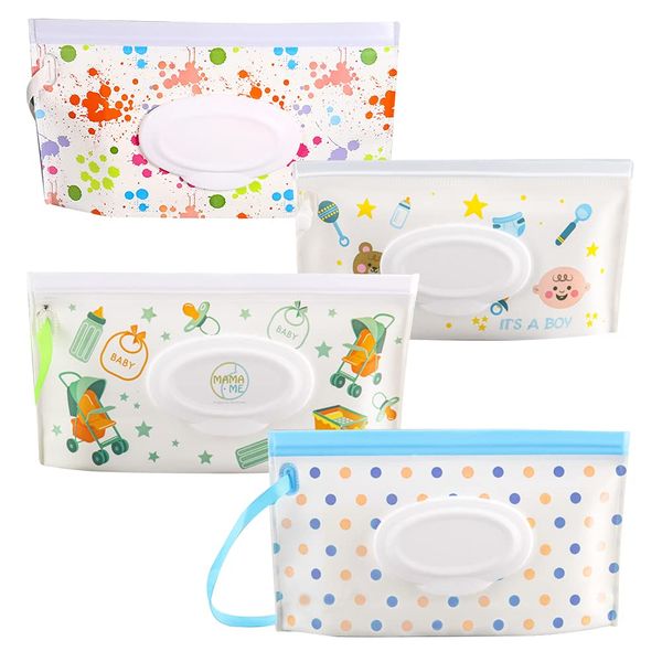 4 Pack Tissue Case Flip Cover Removable Baby Wipes Bag Refillable Baby Wipes Bag Portable Portable Lightweight Portable Travel