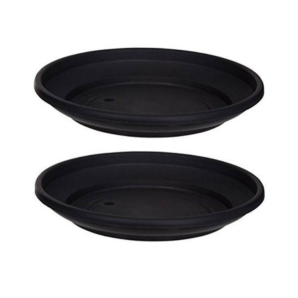 2 x Black Plastic Saucer 43cm