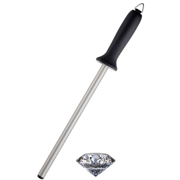 Sabatier Professional Round Diamond Coated Sharpening Honing Steel - Easy Grip Handle, Lightweight. Keeping Kitchen & Commercial Knives Conditioned. Sharper, Longer. by Taylors Eye Witness