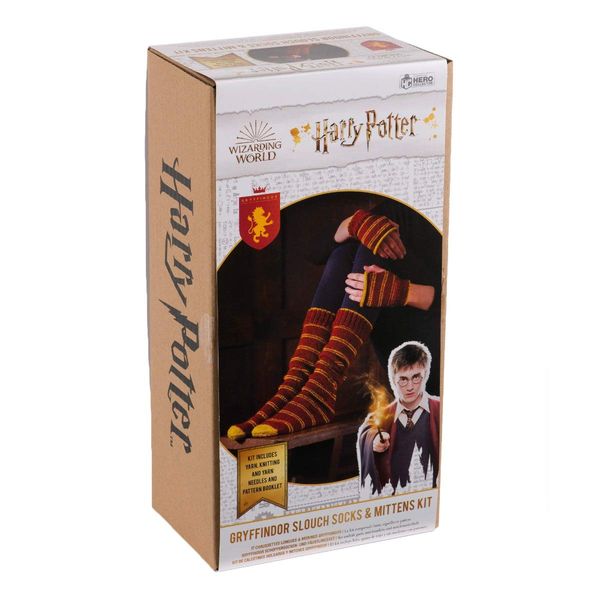 Hero Collector Eaglemoss Hogwarts Gryffindor Slouch Socks and Mittens Knitting Kit | Harry Potter Wizarding World Knitting Kits | Model Replica