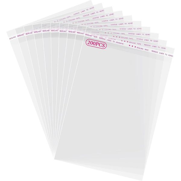 EIYVPRA 200 Stück Tütchen Selbstklebend 12x14+3cm Cellophantüten OPP Tütchen Transparent Kleine Tüten für Süßigkeiten Plastiktüten für Keksen Süßigkeiten Schmuck Kindergeburtstage