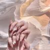 24pcs Beautiful White Edge Nail Tips Butterfly Nail Tips for Wedding, Party, Holiday, Dating, Prom, Daily Life