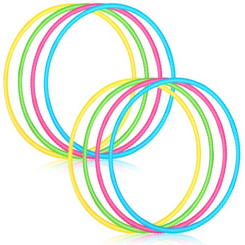 Sratte 8 Pcs Color Hoop Detachable Adjustable Hoop Exercise Ring Plastic Toys for Teens Games Gymnastics Dog Agility Equipment Party Decor, 4 Colors (Warm Colors,24 Inch)
