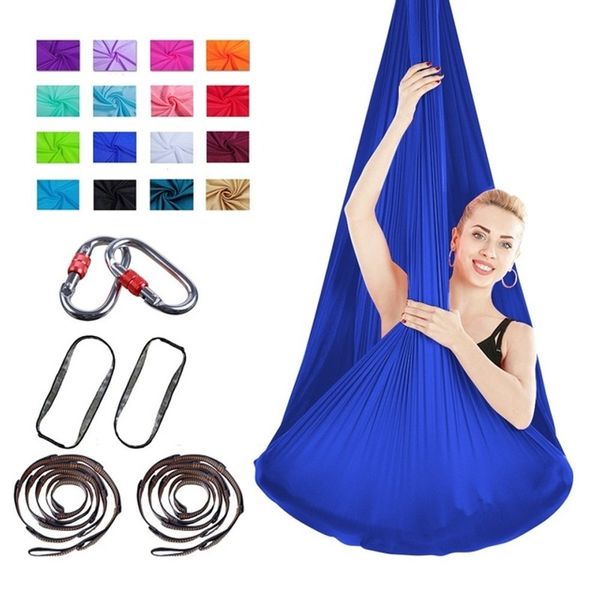 Flying yoga hammock strap yoga multifunctional anti-gravity yoga belt bodybuilding pilates full set flying swing aerial silk fabric 42M, Pink