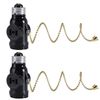 DiCUNO 1 Light Dual Socket E26 Socket + 2 Outlet with Chain, Black, Set of 2