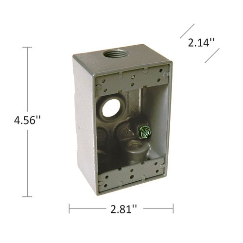 Hubbell 5321-0 Bell Single Gang Outlets Weatherproof Box, 4-1/2", Gray