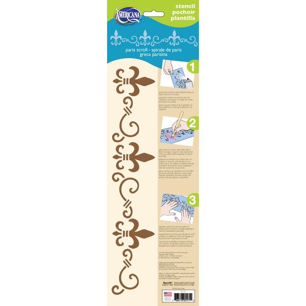 Americana Decor Paris Scroll Border Stencil, Blue, 15 x 46 x 0.3 cm
