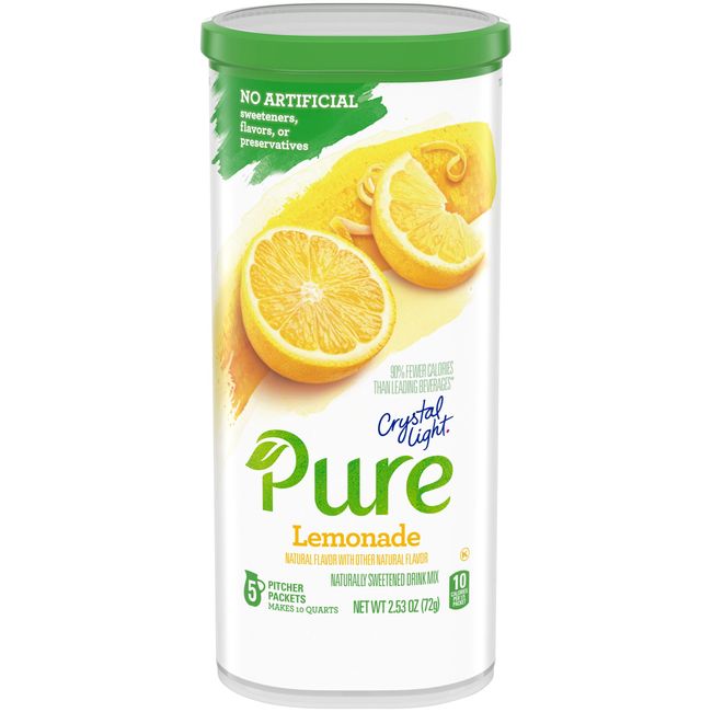 Crystal Light Pure Lemonade Naturally Flavored Powdered Drink Mix 5 Count Pitcher Packets