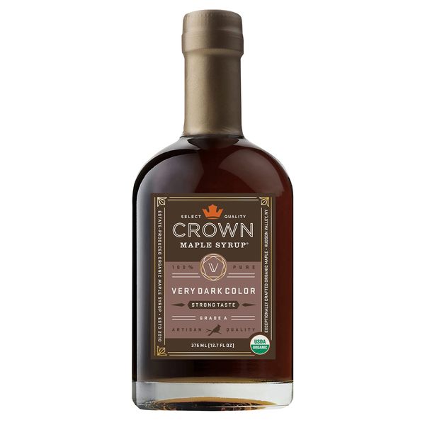 Crown Maple Very Dark Color, Strong Taste Certified Organic Maple Syrup, 12.7 Fl Oz, Pancakes, Basting Glazes, Sauces, Mustards