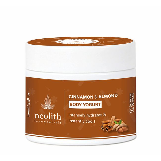 Neolith Cinnamon Almond Body Yogurt | Light weight, Non sticky, Hydrating, Nourishing, Soothing | 92% Organic & Natural,Vegan | No Parabens, No Mineral oils, No Synthetics