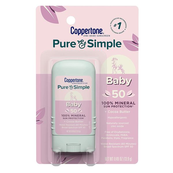Coppertone Spf#50 Waterbabies Pure & Simple Stick 0.49 Ounce (14ml) (3 Pack)