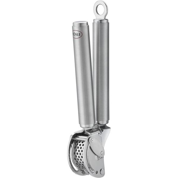 Rosle Stainless Steel Mincing Garlic / Ginger Press with Scraper 9-inch 12895