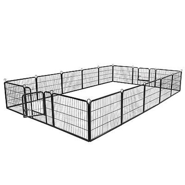 24" 16 Panel Detachable Dog Kennel Exercise Playpen Multiple Shape Safe For Pet