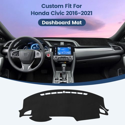 Rilsen Dashboard Cover Mat Custom Fit for 2016-2021 Honda Civic Dash Cover Nonslip Dash Mat Protector Sunshade No Glare Black
