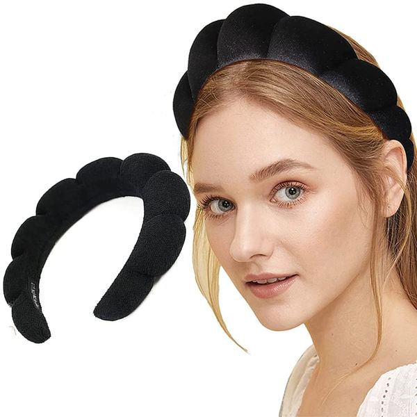 Puffy Makeup Headband, Sponge Spa Headband, Sponge Terry Towel Cloth, Fashion Facial Makeup Hair Wrap for Skincare, Makeup Removal, Face Washing, Facial Mask, Shower, Women Girls Hair Accessories