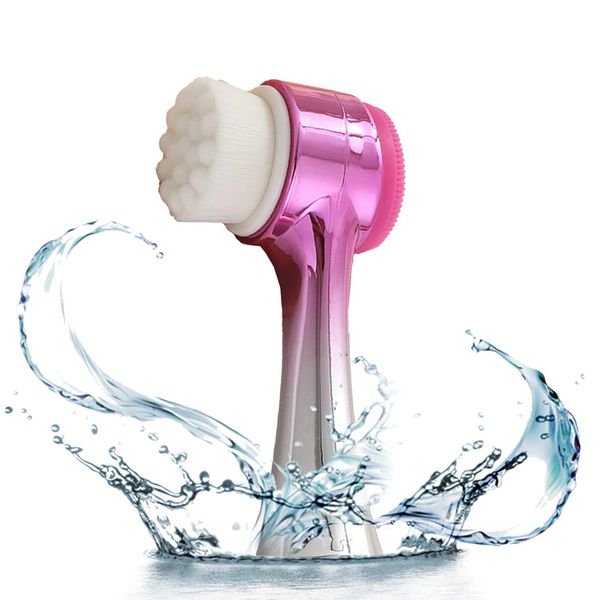 2 in 1 Facial Cleansing Brush Silicone Manual Cleansing Brush,Deep Cleansing Skin Keratin Cleaning System Super Soft Massage Pores Suitable for All Types of Skin