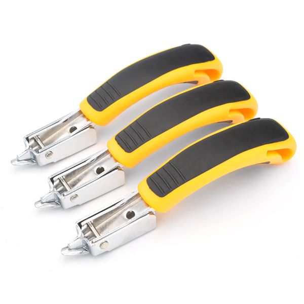 GEARLINTON Staple Remover Heavy Duty Staple Puller, Upholstery Tool Industrial Staple Remover for Furniture, Floor, Carpet, Carton (3 Pack, Yellow)