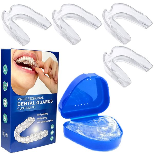 SAMOKA 4 PCS of Mouth Guard for Clenching Teeth at Night,Night Guards for Sleep,Anti Grinding Dental Night Guard Bruxism Mouthguard Tmj Jaw Clenching Relief