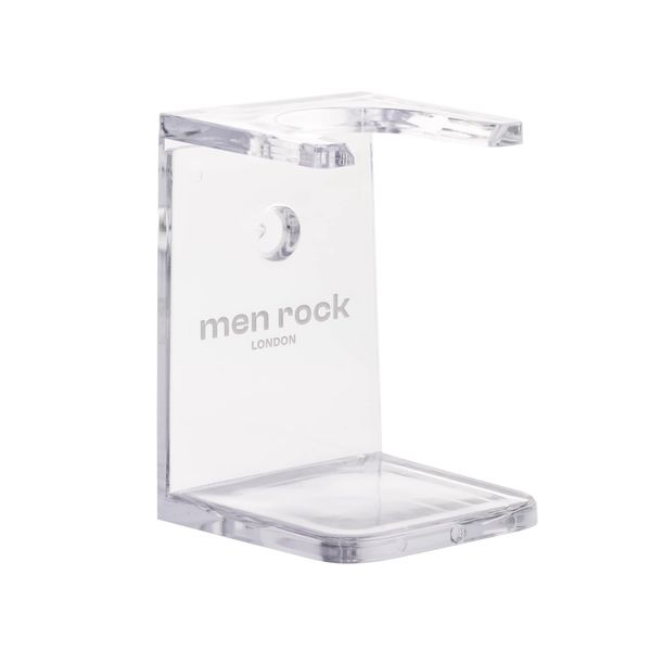 Men Rock Clear Drip Stand, Hygenic and Practical Stand to Hold Shaving Brush Whilst Drying and Avoid Damage, Adhesive Element to Stick to Bathroom Tiles or Cabinet, Compact Design