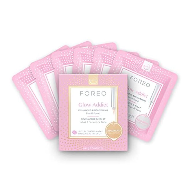 FOREO Glow Addict UFO-Activated Facial Mask - Hydrating Facial - Vitamin C & Vitamin E - For All Skin Types & Dull Skin - Antiaging - 6 pcs in Pack