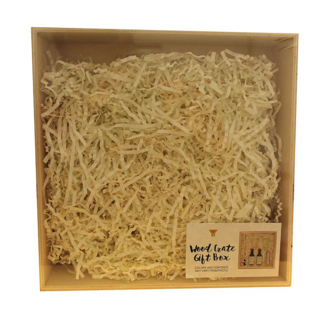 Lucky Star Wood Crate Gift Box with Paper Grass