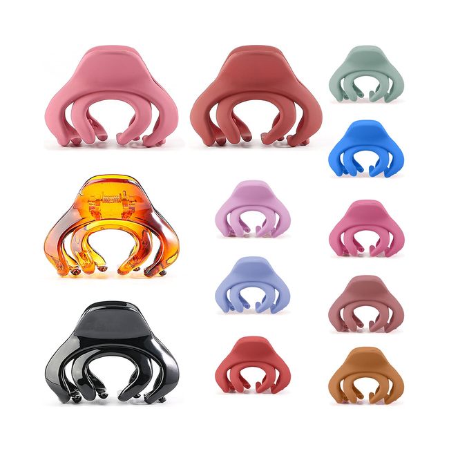 4PCS Large Grip Octopus Clips & 8PCS Small Octopus Jaw Hair Claw Clips, FITDON No-Slip Spider Claw Hair Clips for Thin Medium Thick Hair, Women Girls Daily Hairstyle Accessories