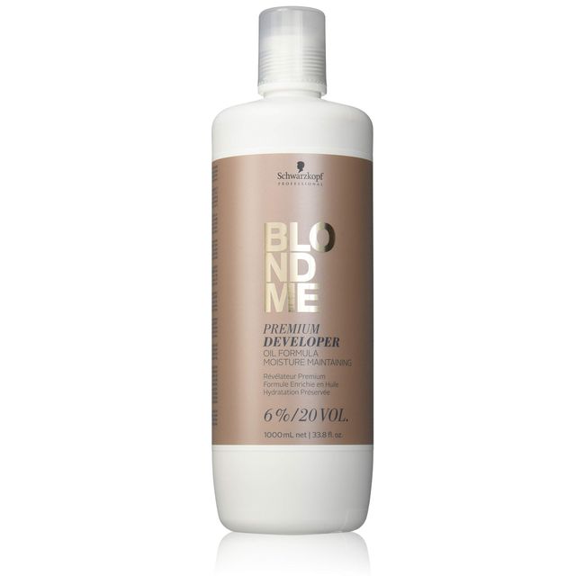 Blond Me by Schwarzkopf Crème, doğal, glütensiz, profesyonel Blond Me Premium geliştirici yağ formülü 33,8 ons / 1000 ml (%6; 20 bant)