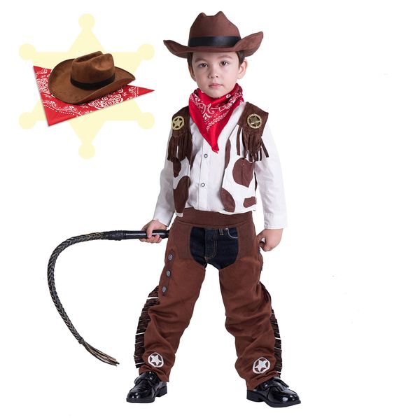 Spooktacular Creations Cowboy Costume Deluxe Set for Kids Halloween Party Dress Up,Role Play and Cosplay (M(8-10yr))