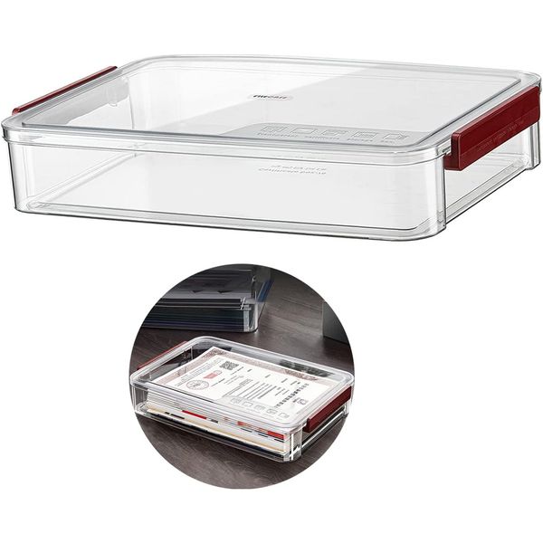 Clear File Storage Box with Lids, A4 Storage Box for 8"X11" Paper, Plastic A4 Co