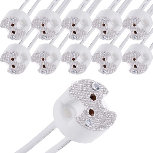 Xiatiaosann LED MR16 GU5.3 Socket, 10pcs Halogen Lamp Bulb Ceramic Connector Wire Adapter MR11 G4, Incandescent CFL Holder Base Plug Converter