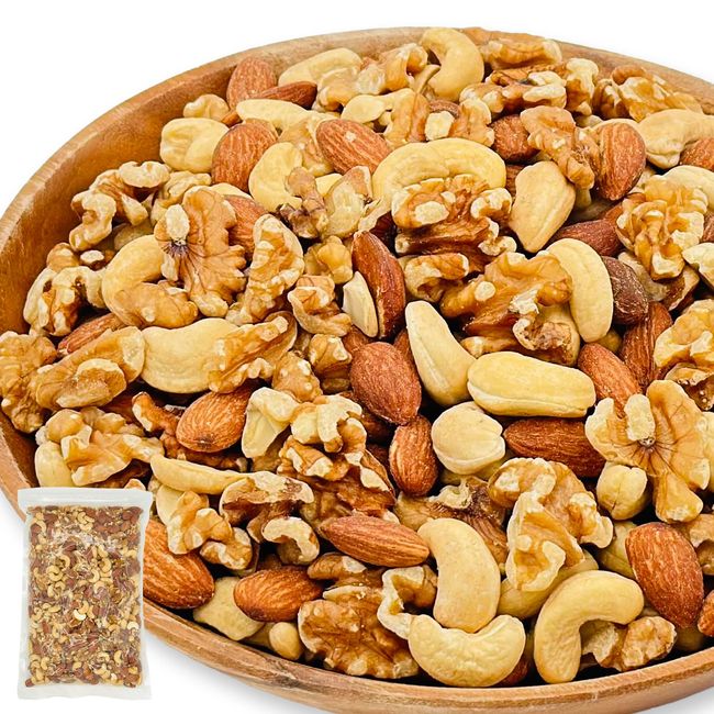 EBLIM Mixed Nuts, 3 Types, Salt-free, 2.2 lbs (1 kg), For Best Hotels in Japan, Almond, Walnuts, Cashew Nuts, Zipper Included, Additive-free, Snacks, Far Infrared Roasting, Freshly Roasted, No