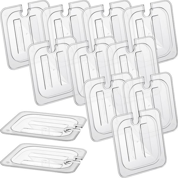 12 Pcs Notched Food Pan Lid Polycarbonate Universal Handled Food Pan Lid 1/6 Size Clear Food Pan Cover with Handle Restaurant Commercial Hotel Pan Lid for Fruits Vegetables Beans Corns