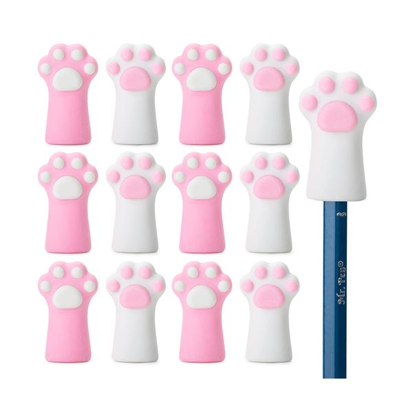 Mr. Pen- Cat Paw Top Eraser, 12 Pack, Cute Erasers for Kids, Pencil Erasers Toppers, Fun Erasers, Kids Erasers, Fun Erasers Kids, Pencil Top Erasers for Kids, Pencil Toppers, Cap Erasers, Eraser Caps