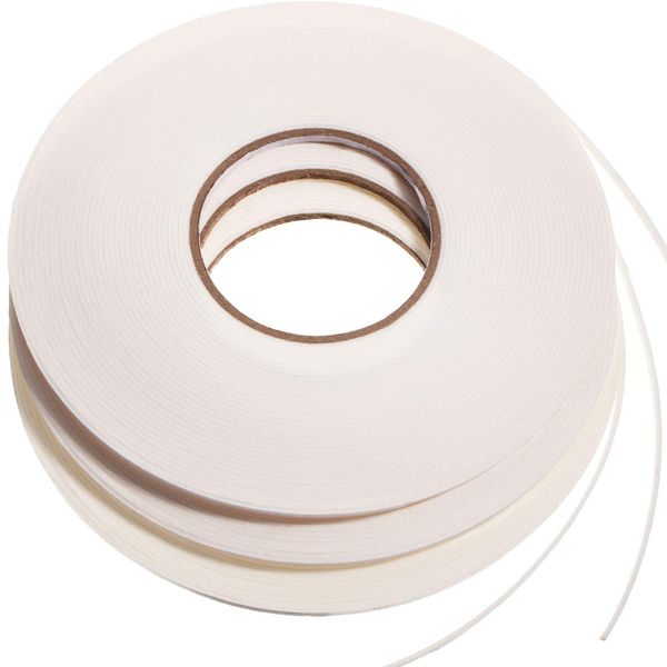 3 Rolls Double Sided Foam Tape PE Roll Foam Tape Double Faced Sponge Adhesive Mounting Tape (White, 1/8 Inch by 50 Feet)