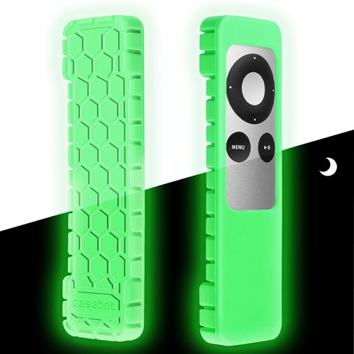 Fintie Protective Case for Apple TV 2 3 Remote Controller - CaseBot (Honey Comb Series) Light Weight (Anti Slip) Shock Proof Silicone Sleeve Cover, Green Glow in The Dark