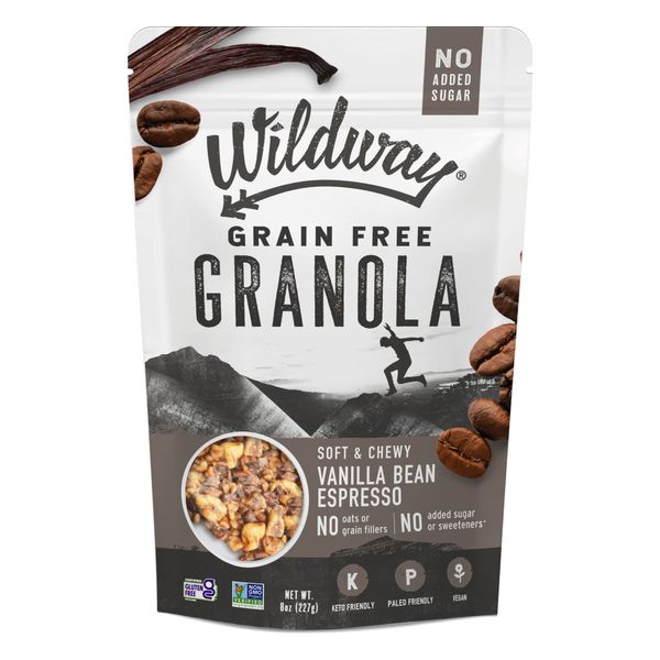 Wildway Vanilla Bean Espresso Keto Granola | Grain-Free Certified Gluten-Free Cereal | Vegan, Low Carb, No Sugar Added, Paleo-Friendly, Non-GMO Fruit & Nut Clusters | Nutrient-Rich Snack, 8oz, 3 Pack