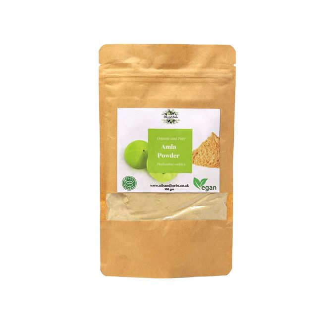 Oils and Herbs UK High Strength Organic Amla Powder-Amlaki Crushed- 100% Pure and Natural, 250