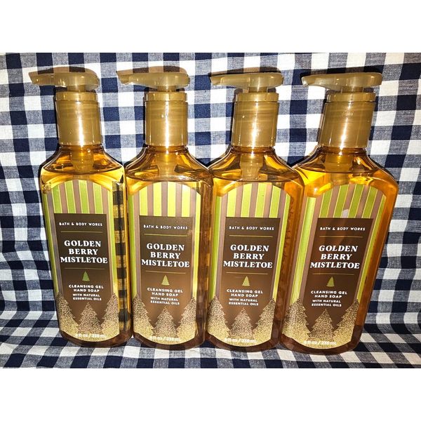 NEW 4-Pack GOLDEN BERRY MISTLETOE Cleansing Gel Hand Soap 8 oz Bath & Body Works