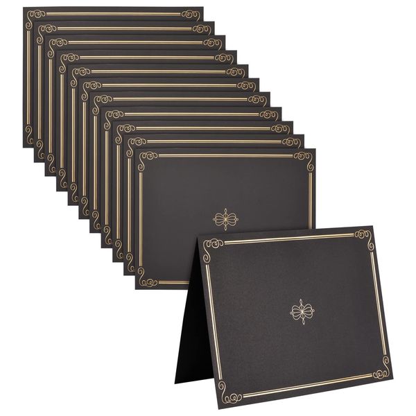 12-Pack Black Award Certificate Holders - Bulk Certificate Holders for Graduation, Diploma, Employee Appreciation, Certifications (fits 8.5x11)