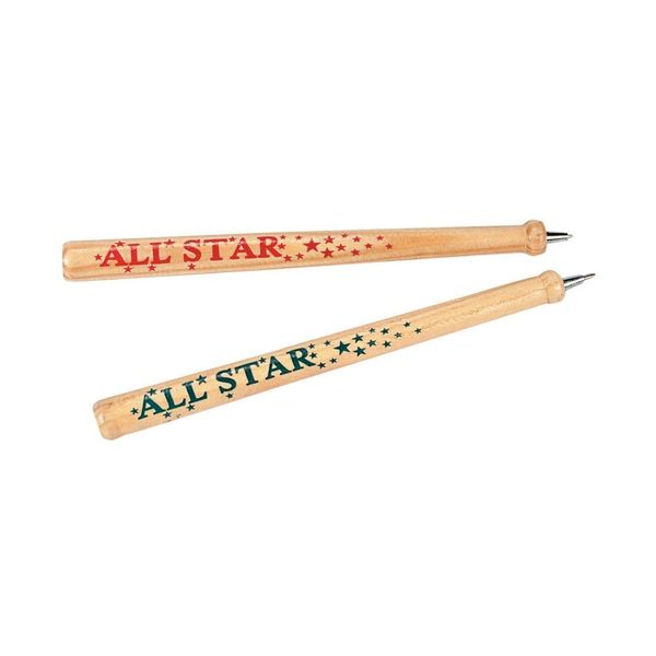 Fun Express Wooden Baseball Bat Pens - Set of 12 - Birthday Party Favors and Classroom Rewards