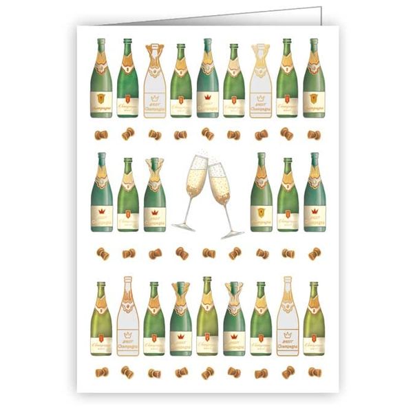 Quire Mini Card Champagne Bottles, Green, 70x89mm