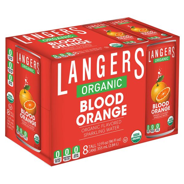 Langers Organic Flavored Sparkling Water, Blood Orange, 12 Ounce (Pack of 8)