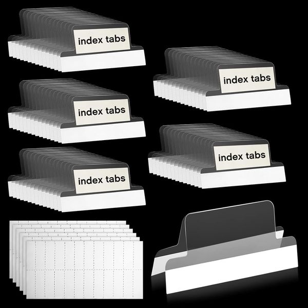 Insertable Self Adhesive Tabs with Printable Inserts, 1 Inch Clear Index Tabs, 1