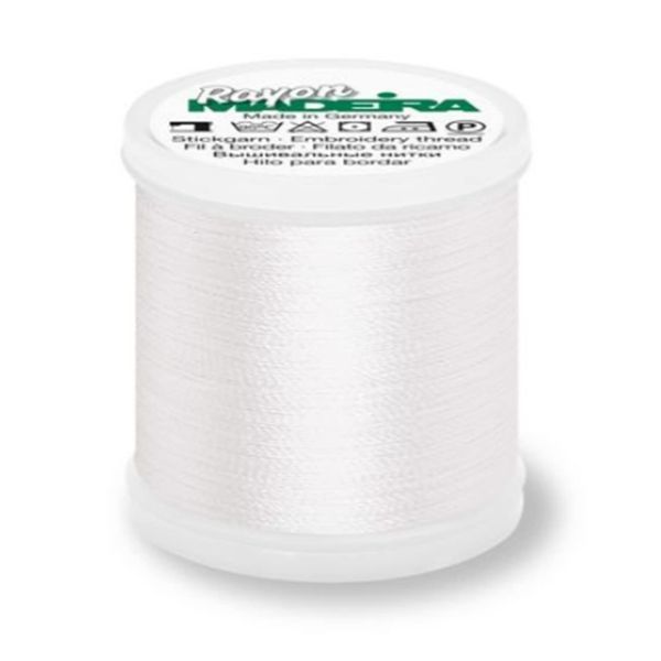 Madeira Machine Embroidery Thread, 100% Viscose, #1001 White, 200 m