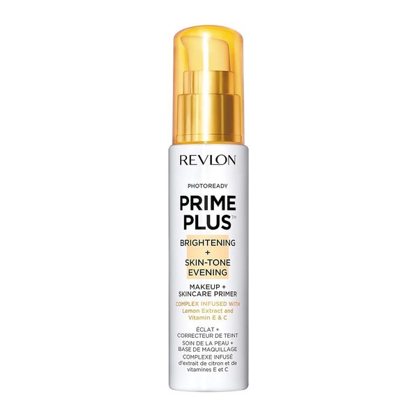 Revlon Face Primer, PhotoReady Prime Plus Face Makeup for All Skin Types, Blurs & Fills in Fine Lines, Infused with Vitamin C and Lactic Acid, Brightening & Skin Tone Evening, 1 Oz